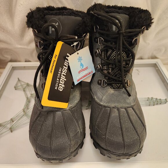 Propet "Blizzard" Mid Lace II Black/Aztec Knit Lace up boots. NIB. Size 7 - Picture 5 of 13